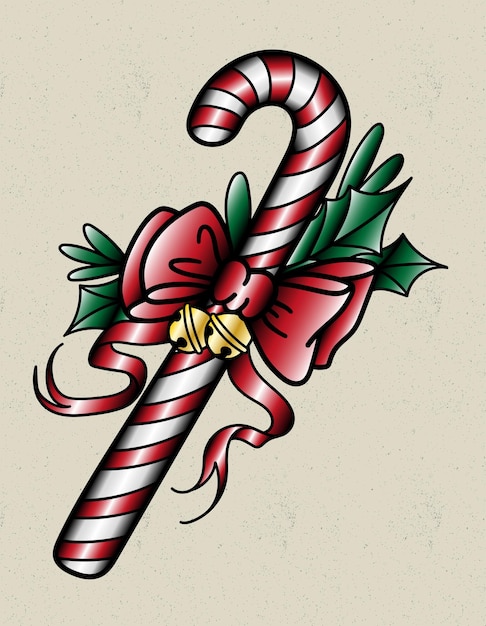 Tatuagem de bastão de doces natal