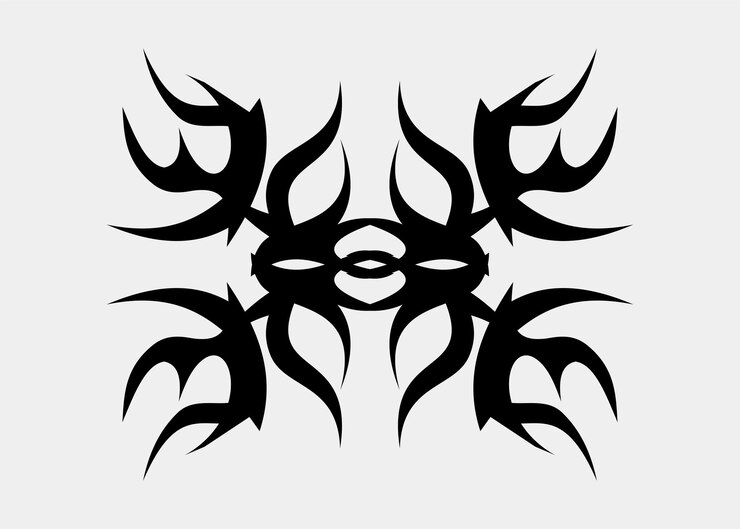Vetor tatuagem de chifre de monstro simétrico tribal