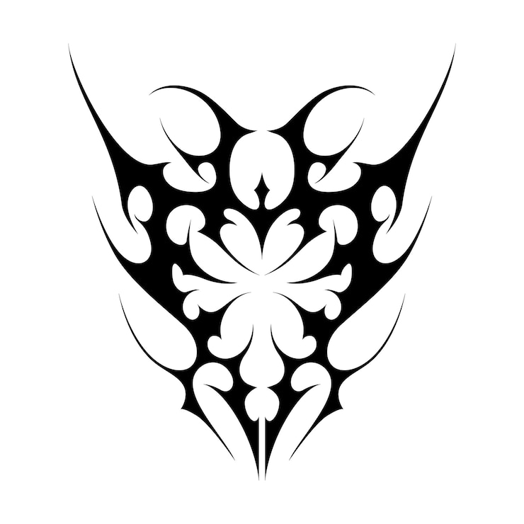 Vetor tatuagem de estilo gótico neo-tribal y2k design de sigilismo cibernético ilustração vetorial