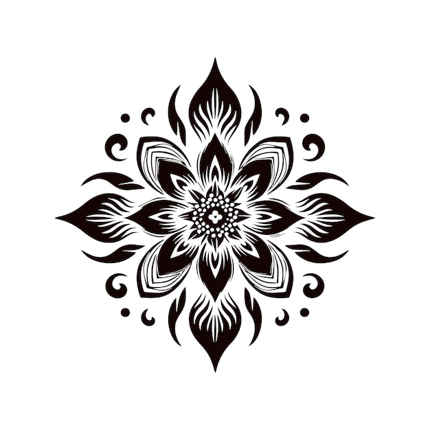 Tatuagem de flor desenhada à mão vetor de arte floral geométrica isolado em fundo branco