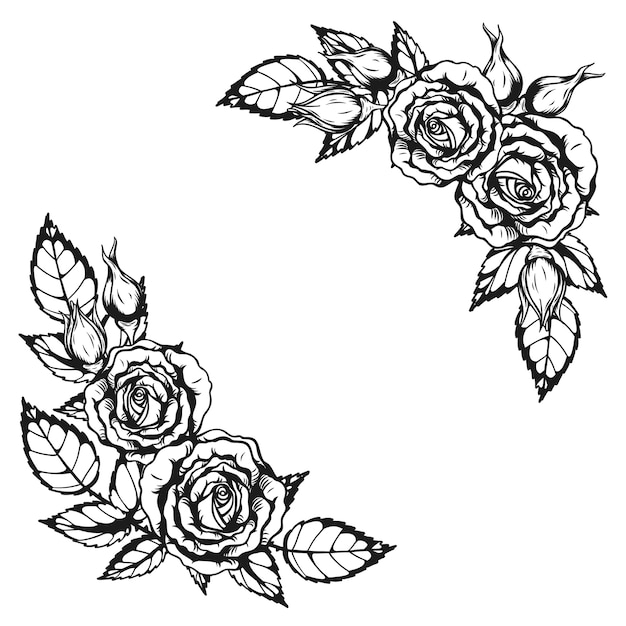 Vetor tatuagem de ornamento de rosa desenho à mão