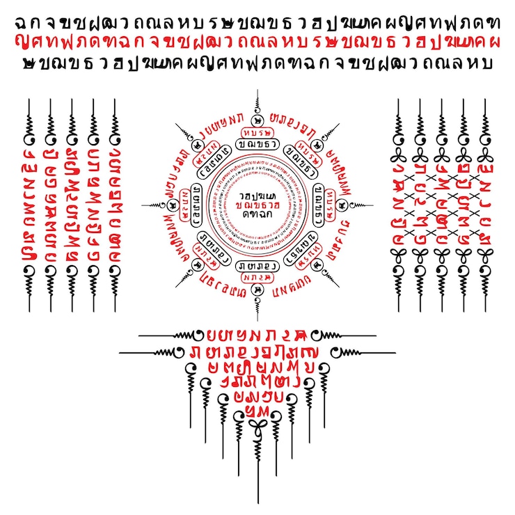 Vetor tatuagem de símbolo sagrado vermelho de muay thai
