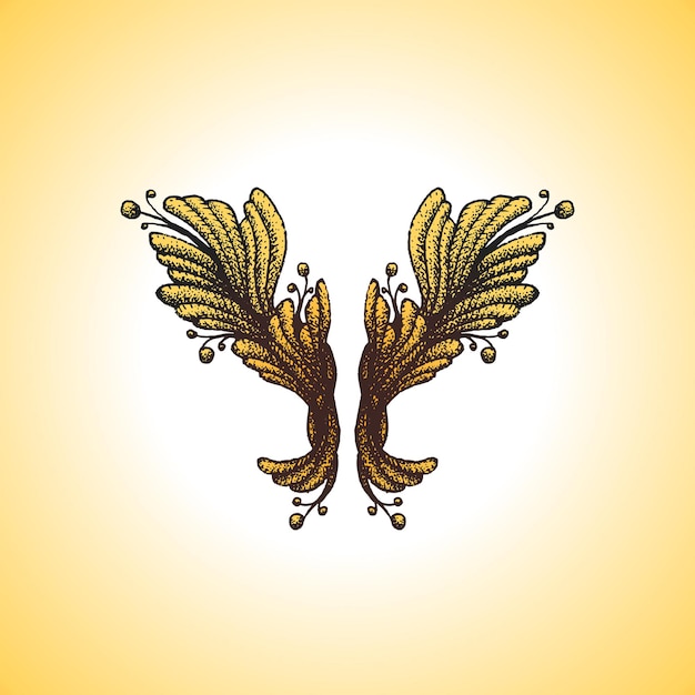 Vetor tatuagem de vetor ouro colorido desenhado à mão gravura ornamento barroco floral vintage ilustração decoração luz de fundo