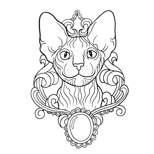 Tatuagem gato doodle desenho animado kawaii anime página para colorir ilustração fofa clipart