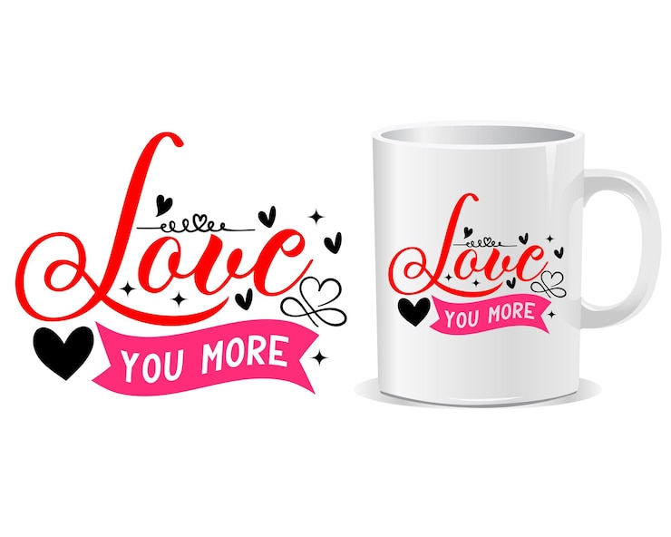 Vetor te amo mais feliz dia dos namorados vetor de design de caneca
