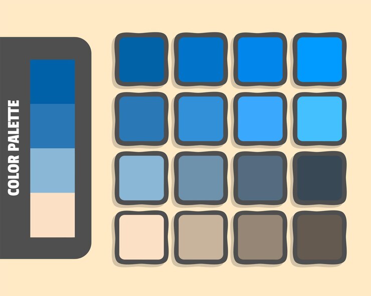 Vetor teal steelblue skyblue bisque paleta de cores cores combinadas com cores rgb harmoniosas