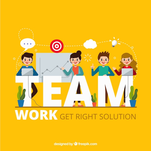 Vetor team work concept com design plano