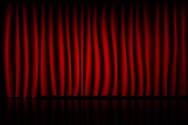 Teatro da Cortina Vermelha Escena Escena de fundo de fundo com veludo de seda de luxo