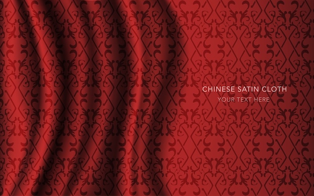 Tecido de tecido acetinado de seda vermelha com padrão, corrente cruzada xadrez
