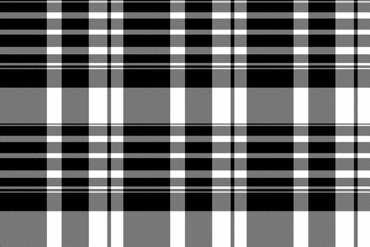 Vetor tecido de textura tartan de padrão de fundo xadrez com um vetor têxtil de verificação sem costura em cores preto e branco