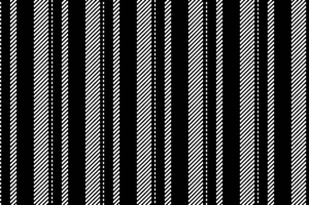 Tecido vetorial padrão de fundo vertical sem costura com uma faixa de textura de linhas têxteis em cores preto e branco