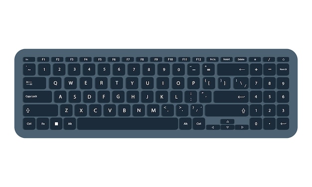 Teclado de computador azul isolado em branco