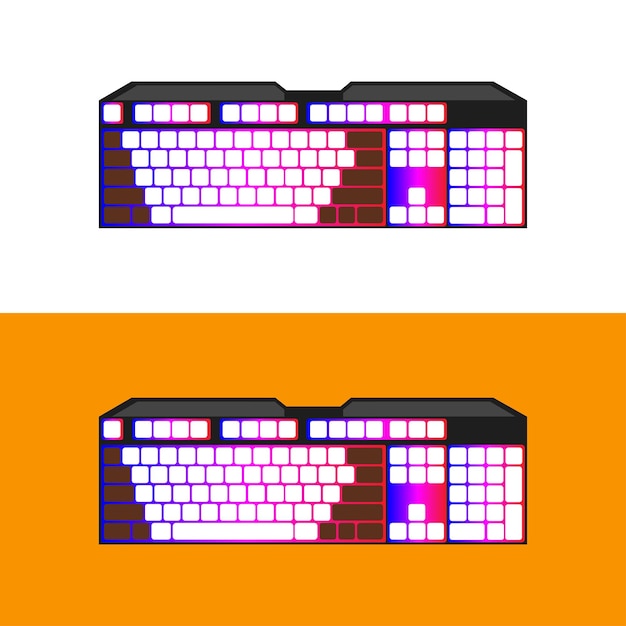 Teclado de jogo vetorial rgb vermelho verde azul