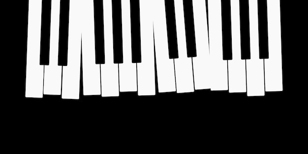 Teclado de piano sobre ilustração de fundo preto