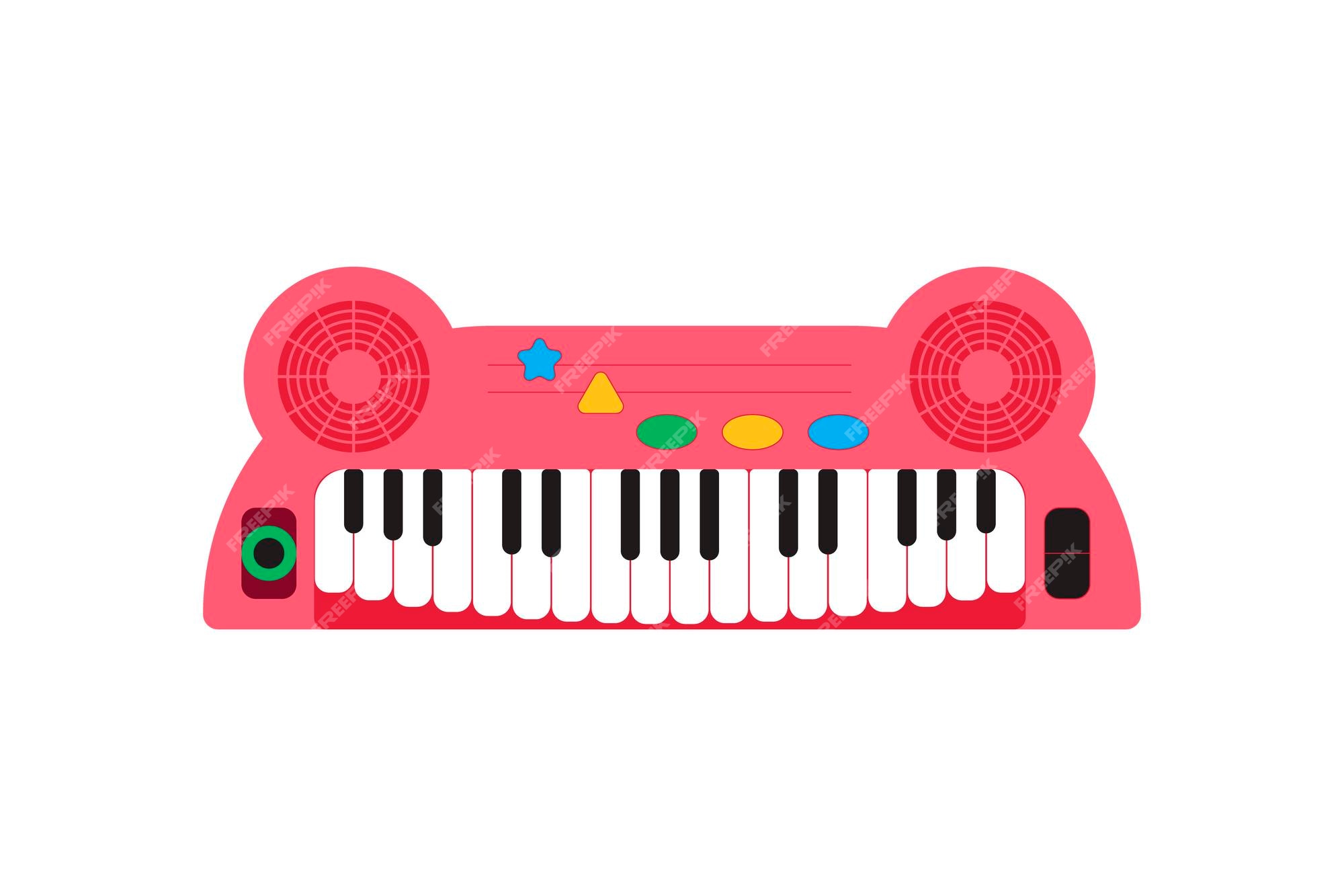 Teclado infantil rosa meninas dos desenhos animados sintetizador musical  ilustração vetorial