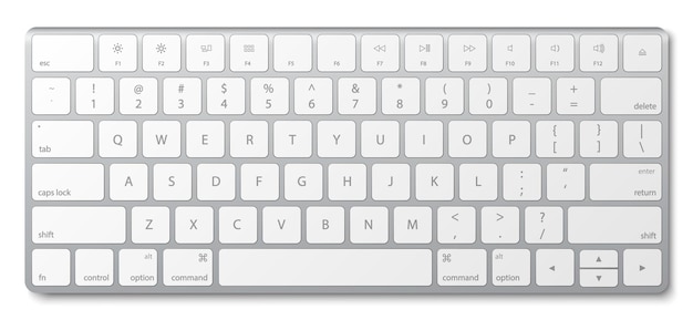 Teclado moderno de alumínio isolado no branco