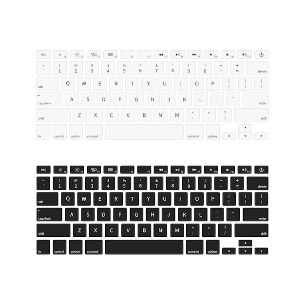 Vetor teclados de laptop em cores diferentes, isolados no branco