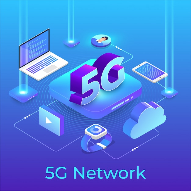 Tecnologia 5G isométrica