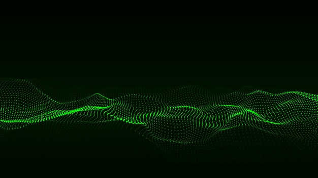 Tecnologia abstrata onda de partículas big data visualização vector fundo escuro com pontos de movimento e linhas inteligência artificial