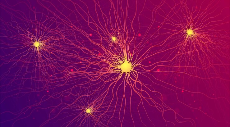 Vetor tecnologia ai big data neurônios conectando fundo de inteligência artificial futurista conceito médico de ciência grande