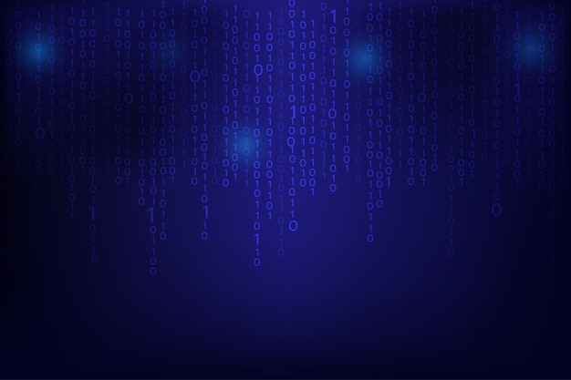 Tecnologia código binário Big data dígitos azuis aleatórios na tela resumo