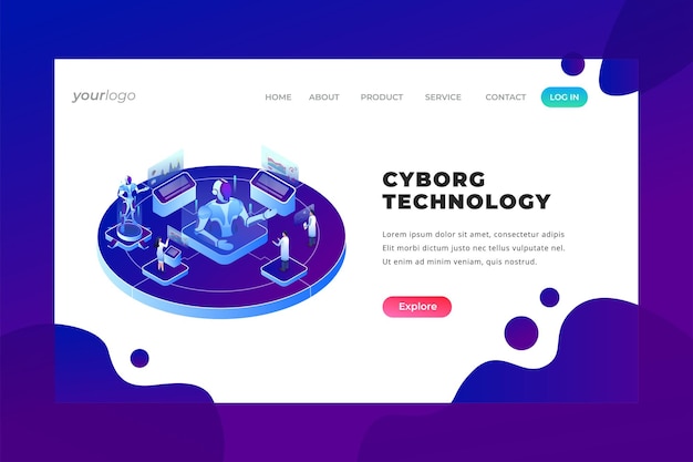 Tecnologia Cyborg - Página de destino do vetor