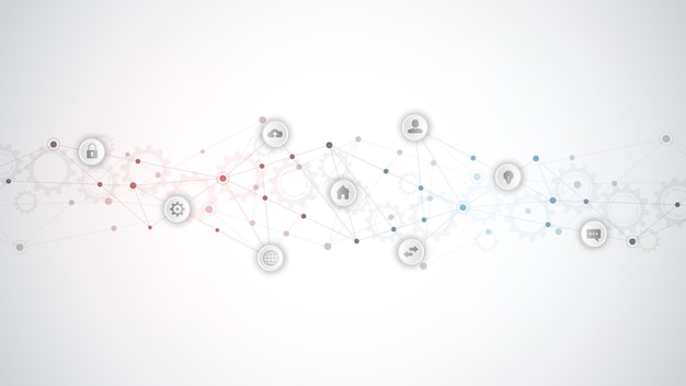 Tecnologia da informação com elementos de infográfico e ícones planos.