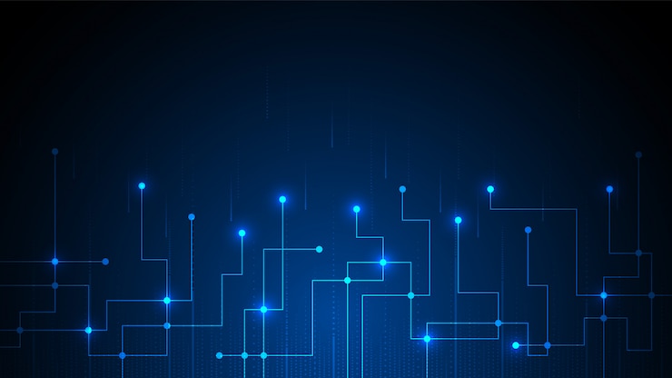 Vetor tecnologia de circuito com sistema de conexão de dados digital de alta tecnologia e computador eletrônico