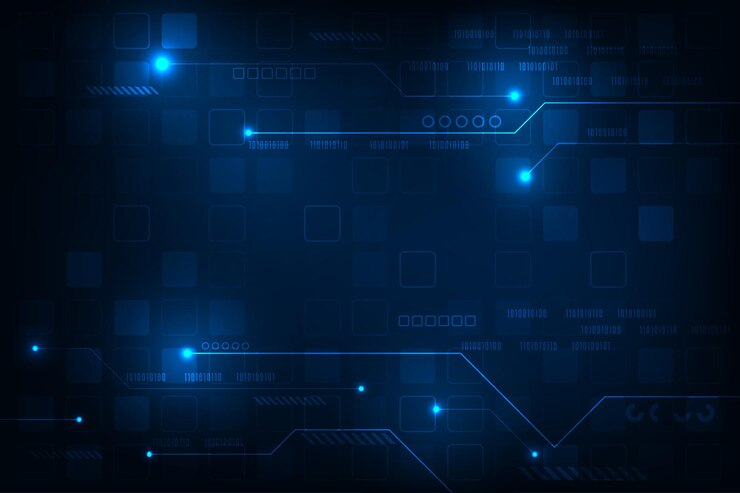 Vetor tecnologia de circuito de linha de alta tecnologia vetorial com fundo futurista geométrico de forma quadrada