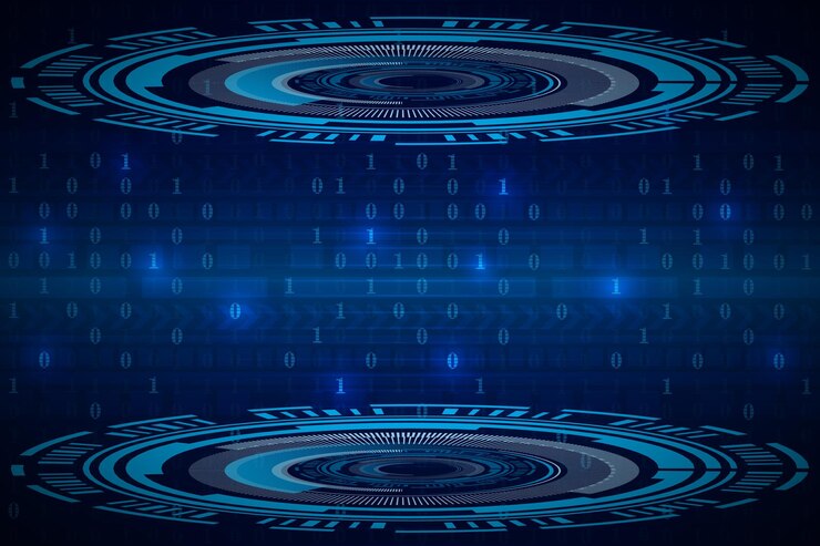 Vetor tecnologia de círculo com fundo de código binário
