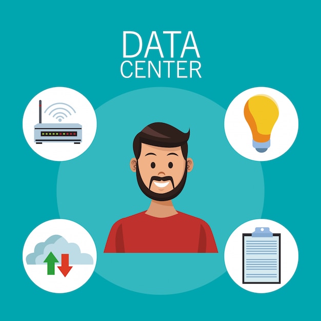 Tecnologia de data center e pessoas de negócios