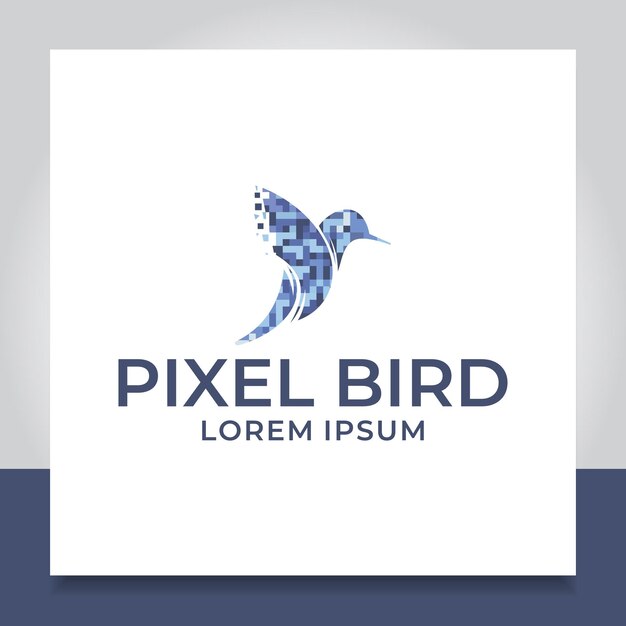 Tecnologia de design de logotipo de dados de beija-flor conectar pixels