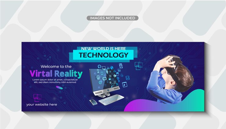 Vetor tecnologia de design plano modelo de capa do facebook