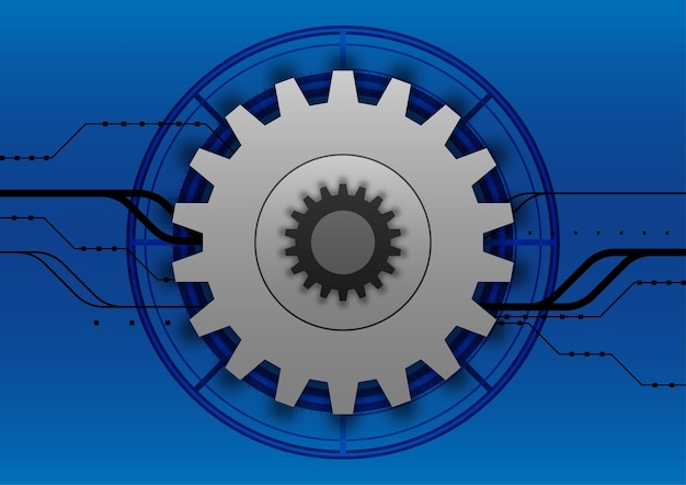 Vetor tecnologia de fundo abstrato ferramentas industriais de engrenagens de aço