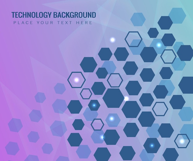 Tecnologia de fundo abstrato roxo geométrico forma hexagonal com ilustração vetorial de luz