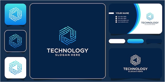 Tecnologia de hexágono de design de logotipo