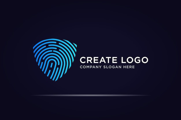 tecnologia de impressão digital de escudo uso de logotipo conceito de linha