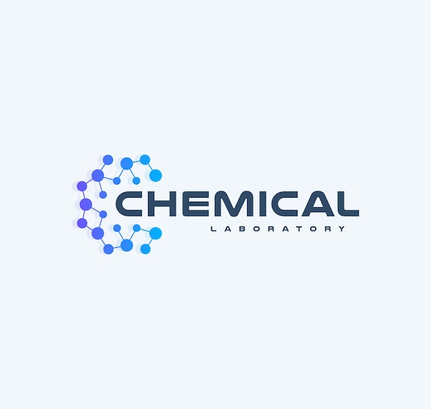Vetor tecnologia de inovação química logotipo plano desenho animado estilo vetor logotipo conceito treliça redonda com nós