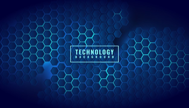Tecnologia de negócios abstrato de padrão de hexágono azul brilhante