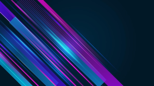 Vetor tecnologia de negócios digital moderna fundo de design abstrato azul e roxo com luzes de velocidade linhas listras pontos partículas malha e linhas de dados de onda