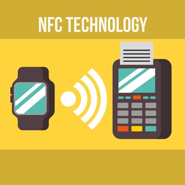 Tecnologia de pagamento nfc relógio de pulso sinal de dados dataphone