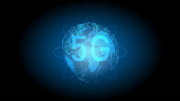 Tecnologia de rede 5G Tecnologia de inovação futura de conexão de rede global Sistemas sem fio de rede 5G e internet das coisas ou ilustração vetorial IOT