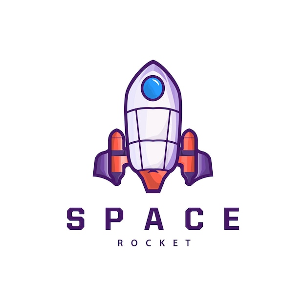 Tecnologia de veículos de exploração espacial projeto de logotipo de foguete espacial ilustração modelo simples moderno