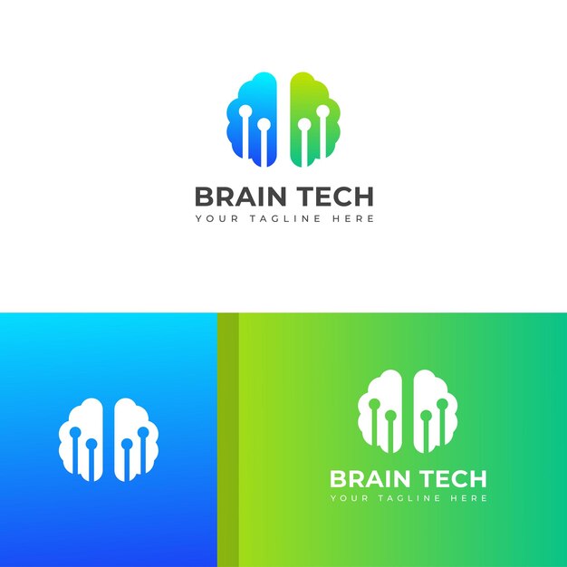 Tecnologia digital criativa Vector cerebral Logotipo