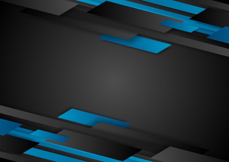 Tecnologia em preto e azul fundo geométrico abstrato desenho vetorial