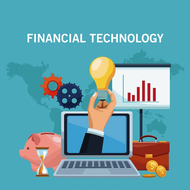 Tecnologia financeira on-line do laptop