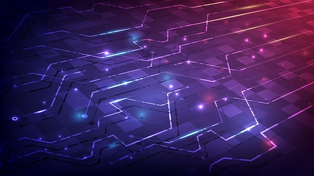 Tecnologia futurista de realidade virtual e placa de circuito Fundo hitech abstrato Interface futurista de ficção científica Infográfico de engenheiro de computação digital Ciência de dados Página de destino do espaço reservado