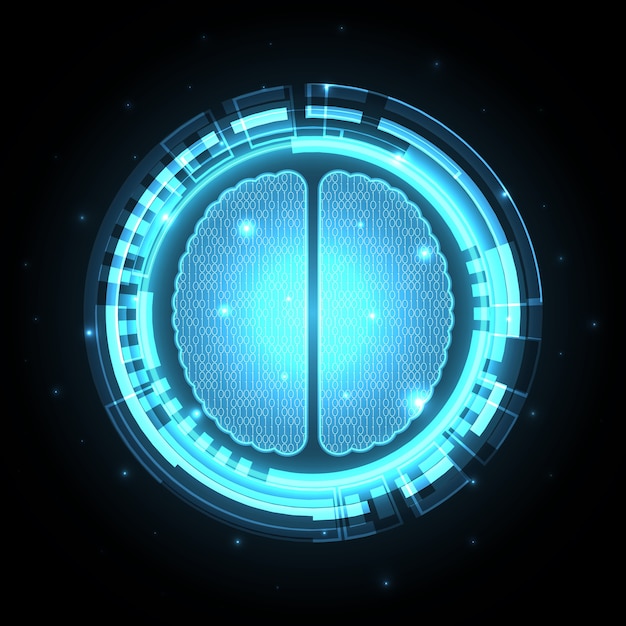 Tecnologia futuro círculo abstrato binário cérebro
