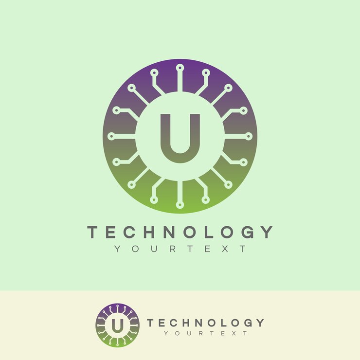 Vetor tecnologia inicial letra u design do logotipo