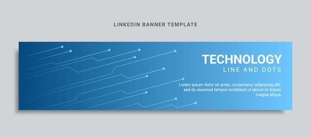 Tecnologia linkedin design de banner com linhas azuis e pontos